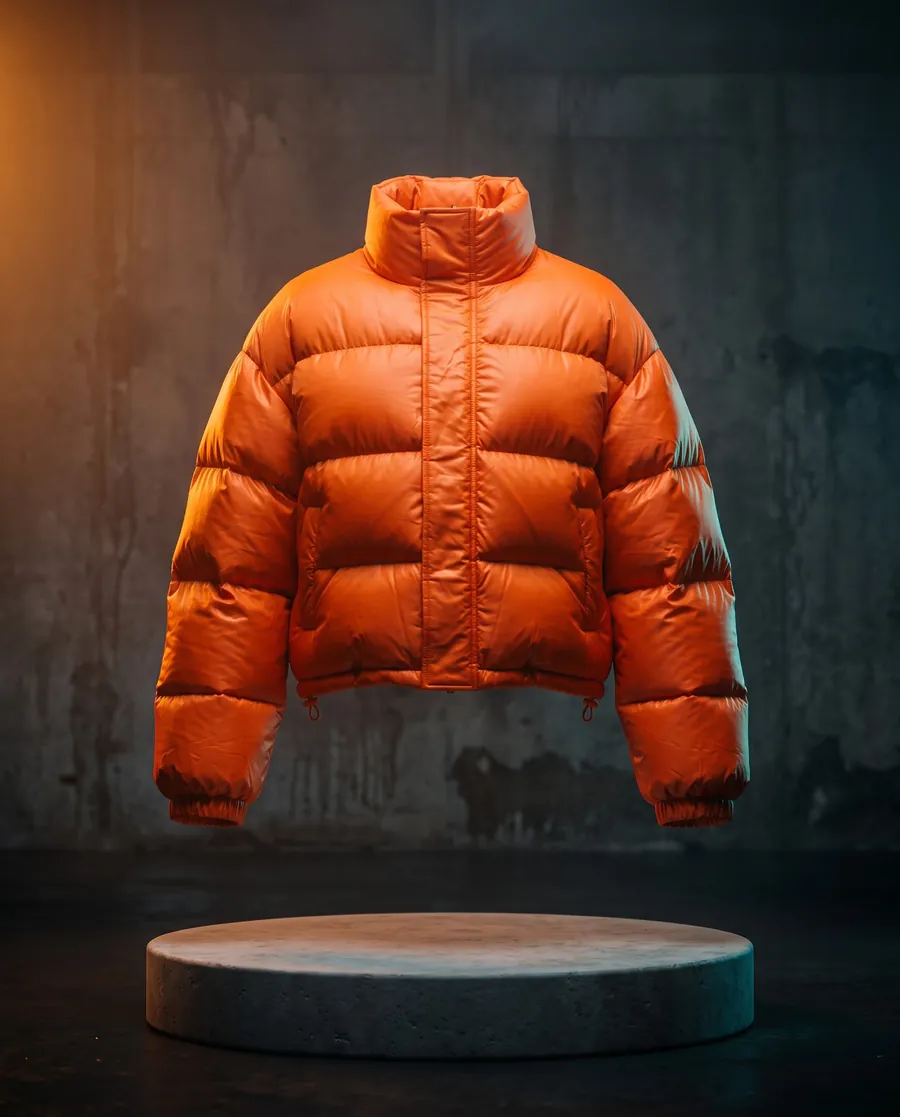 Jaqueta puffer cropped laranja
